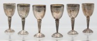 Auktion 363 / Los 11038 <br>6x Eierbecher, älter, versilbert, ziseliert, ca. H-10cm
