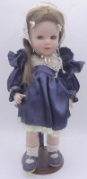Auktion 363 / Los 12005 <br>K&amp;W Puppe vintage nicaput, H-43 cm, Schlafaugen, Celluloid