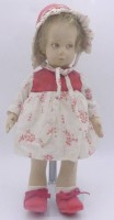 Auktion 363 / Los 12008 <br>vintage Kathe Kruse Puppe, Filz mit leichten Mottenschäden,  40/50-er Jahre, H-44 cm