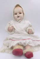 Auktion 363 / Los 12021 <br>gr. Masse Puppe, Hals nur Nummern Schlafaugen, Mamastimme, offener Mund mit 2 Zähnchen, H-60 cm