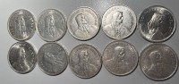 Auktion 363 / Los 6024 <br>10x 5 Franken Kursmünzen Schweiz, Silber-835-, 1931-1966, zus. 150 gr