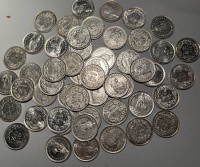 Auktion 363 / Los 6026 <br>52x 1/2 Franken Schweiz, Silber, hpts. 50/60-er Jahre, 130 gr, ab ca. 1900