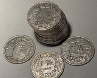 Auktion 363 / Los 6027 <br>18x 1 Franken, Schweiz, ab ca. 1900, ca. 90 gr