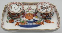 Auktion 363 / Los 8054 <br>Schreibtisch-Set "Meissen" indianische Blumen, 1.Wahl um 1860, Knaufschwerter, guter Zustand, 