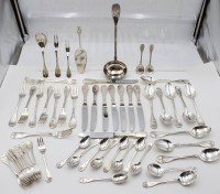 Auktion 363 / Los 11051 <br>Besteck f&uuml;r 9 Personen, Wilkens Bremen, Schloss Rosenborg, 63 Teile