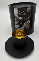 Auktion 363<br>Esspressotasse mit U.T. "Eich" Kunstglas, signiert, neu in OVP