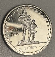 Auktion 363<br>Schweizer Medaille, Unze Feinsilber-999.9-, 31,3 gr, D-3,5 cm