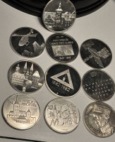 Auktion 363<br>10x Schweizer Medaillen, alle Silber-900-, zus. ca. 153 gr