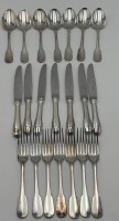 Auktion 363<br>18 tg. versilbertes Besteck "Christofle" in Besteckrolle