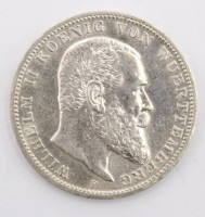 Auktion 363<br>3 Mark 1914 F, Wilhelm, König von Württemberg