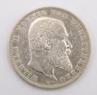 Auktion 363<br>5 Mark 1895, Wilhelm, König von Württemberg