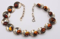 Auktion 363<br>schönes Collier, N-E-From Danmark, Bernsteinbesatz, 55,1gr., ca. L-40cm