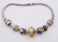 Auktion 363<br>Pandora-Armband,  5 Charms, 925er Silber, 29,5gr., L-20cm