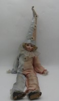 Auktion 363<br>Massekopfpuppe "Pierrot",  bespielt, H-92 cm