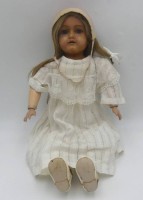 Auktion 363<br>Brustblattkopfpuppe "Schildkröt" 2200, Nr. 13, Schlafaugen, Gliederkörper, H-44 cm