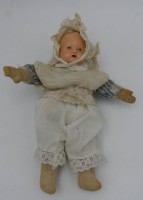 Auktion 363<br>kl. Schildkröt Babypuppe, Celluloid-Kopf mit Stoffkörper, H-21 cm