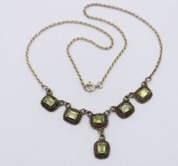 Auktion 363<br>schöne 925er Silber-Collier, grüne Steine (Peridot?), ca. L-42cm, 11,6gr.