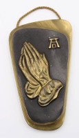 Auktion 363<br>kl. Wandbild, betende Hände, Albrecht Dürrer, Bronze, ca. 15,5 x 9cm