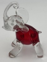 Auktion 363 / Los 10033 <br>original Murano Glas Figur Elefant, rot/klar, H-19 cm