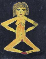 Auktion 363 / Los 4021 <br>Gertrud OGEM (1919-1985) , naiver Akt, Öl/Malkarton, datiert 1973, gerahmt, RG 50,5 x 40,5cm