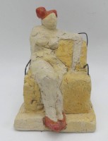 Auktion 363 / Los 15081 <br>Stuck Skulptur "Sitzende" in Boden bezeichnet STSU02, H-14 cm, B-9 cm