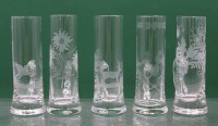 Auktion 363 / Los 10040 <br>5x Likörgläser, beschliffen, ca. H-10cm