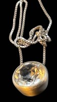 Auktion 364 / Los 1011 <br>Silberkette-925- mit Flyer, Silber-925-, grosser, klarer Stein, D-ca. 2 cm, 20,5 gr