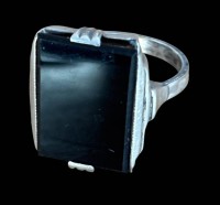 Auktion 364 / Los 1026 <br>Art Deko Silberring-835- mit schwarzen Lagenstein, RG 59, 6,5 gr