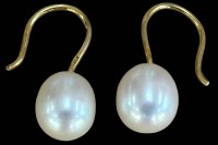 Auktion 364<br>Paar Perlohrhänger, Gold-585-, H-ca. 2,2 cm, 2,81 gr