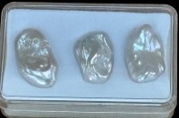 Auktion 364 / Los 1040 <br>20-23mm große Barockperlen, natürliche grosse weiße Perlen, unregelmäßig geformt, für Schmuck, 3 Stück in Kästchen