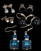 Auktion 364<br>5 Paar div. Ohrstecker, Perlen, Onyx, 1x Opale, Silber-und Doublee-Monturen