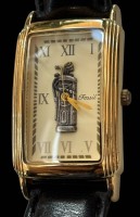 Auktion 364<br>Fossil Quartz HAU mit Golftasche, Mod. SE-1008, Werk läuft, Ziffernblatt ca, 3x2,5 cm, guter Zustand, Lederband