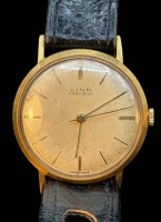 Auktion 364<br>mechan. vintage Herrenarmbanduhr "Linn" Precision, Swiss made, Werk läuft, Lederband, selten