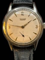 Auktion 364 / Los 2023 <br>mechan. HAU  "Tissot" Werk läuft, Lederband, D-3,5 cm