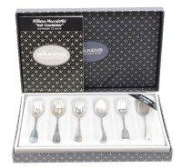 Auktion 364 / Los 11005 <br>Sammelset, Wilkens Moccalöffel mit Geschichte, 6 Stück, Silber 800, 65gr., in orig. Kasten