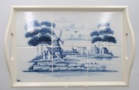 Auktion 364 / Los 15016 <br>Tablett mit 6 Fliesen, Hollandmotiv, ca. 30 x 46cm