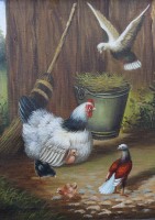 Auktion 364<br>2x div. Gemälde mit Federvieh, je Öl/Leinwand, gerahmt, 20. Jhd., je RG 32,5 x 37,5cm