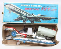 Auktion 364 / Los 12011 <br>Boeing 727 Jet der Pan American, 70er Jahre, T.T, Made in Japan, Blech, lithographiert, Remote Control, orig. Karton, Funktion nicht geprüft, ca. B-22cm