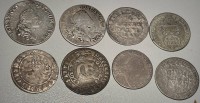 Auktion 364 / Los 6006 <br>Lot antiker Silbermünzen, u. a. 4 Groschen Preussen 1797, 3 einen Reichsthaler 1783 E, 2 einen Reichsthaler 1786 A, (mit neuzeitlichen Silberstempel?) 16 Reichsthaler 1623, 8 Schilling Lübeck 1729, Joan III, 1677 ?, etc., 8 Stück, unterschiedliche Erhaltung