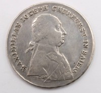 Auktion 364 / Los 6009 <br>Kurfürstentum Bayern, Konventionstaler 1803 (112), Kurfürst Maximilian I. Joseph - Silber, D-4 cm, ca. 28 gr