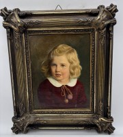 Auktion 364<br>Claus "Mädchenportrait", Öl/Leinen, gerahmt,  Altersspuren, RG