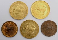 Auktion 364 / Los 6032 <br>5x Notgeldmünzen, wohl alle Westfalen, 1922/23