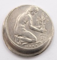 Auktion 364 / Los 6049 <br>50 Pfennig Band Deutscher Länder J 1949, Fehlprägung!