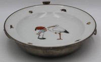 Auktion 364 / Los 8025 <br>gr. Kinder Warmhalteschale "WMF" mit Storch, guter Zustand, H-5 cm, D-21 cm