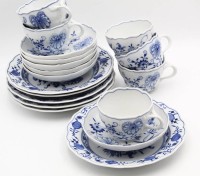 Auktion 364<br>6x komplette Gedecke "Meissen" Zwiebelmuster, 18 Teile, wohl alles 2.Wahl
