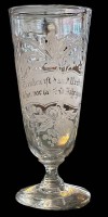 Auktion 364<br>Kelchglas auf Stand, beschliffen, Trinkspruch, H-17 cm
