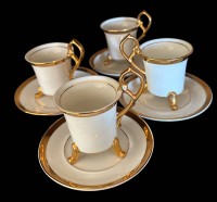 Auktion 364<br>4x Kaffeetassen mit U.T. "Japan" weiss mit Goldrand