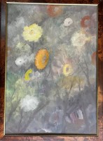 Auktion 364 / Los 4024 <br>Heinz Dodenhoff (1889-1981), Blumen, Öl/Hartfaser, gerahmt, RG 75 x 55 cm, reinig. bed.