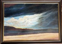 Auktion 371<br>Heinz Dodenhoff (1889-1981), Landschaft, &Ouml;l/Hartfaser, RG 75 x 56 cm, monogrammiert, reinig. &amp; restau. bed.