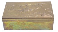 Auktion 364<br>schwere Zigarrendose, Messing "WMF" Straussenmarke, Holzgefüttert, H-7 cm, 13x21 cm